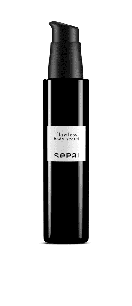 Czarny flakon kosmetyku Sepai Flawless Body Secret