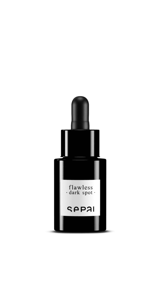 Serum Sepai na przebarwienia, czarna butelka z pipetą.